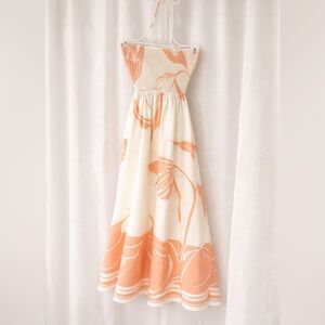 Woman’s MABLE Easton Maxi Dress  Dress in Cream and Orange Floral Sz Small